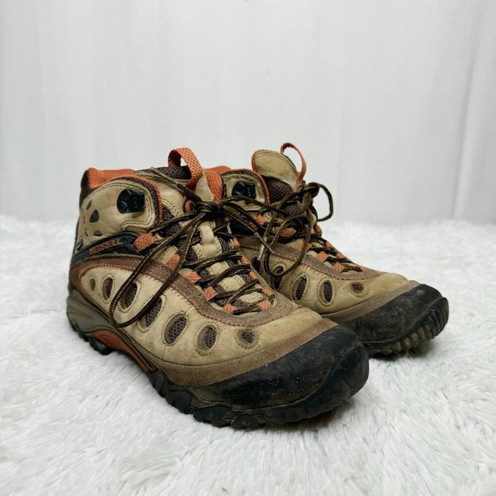 MERRELL / chameleon arc 2 mid brown orange vibram hiking boots / 7.5